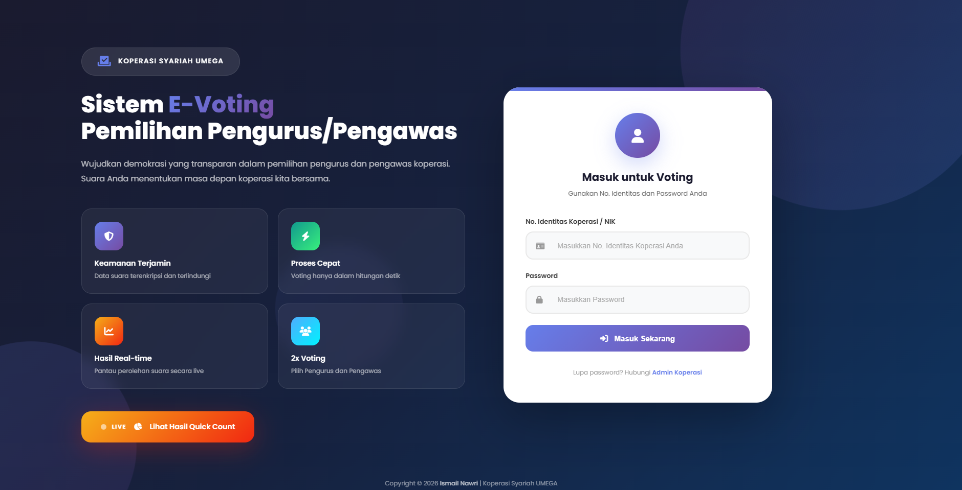 E-Voting Pemilihan Pengawas dan Pengurus Koperasi - Portfolio Website Jogja